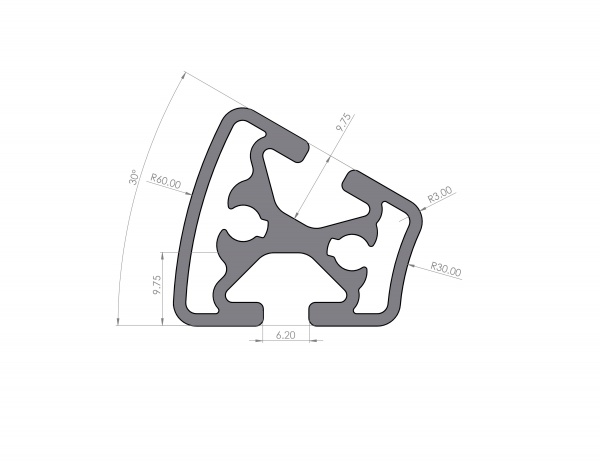 Aluminum profile R30x60 30 ° slot 6 I-type
